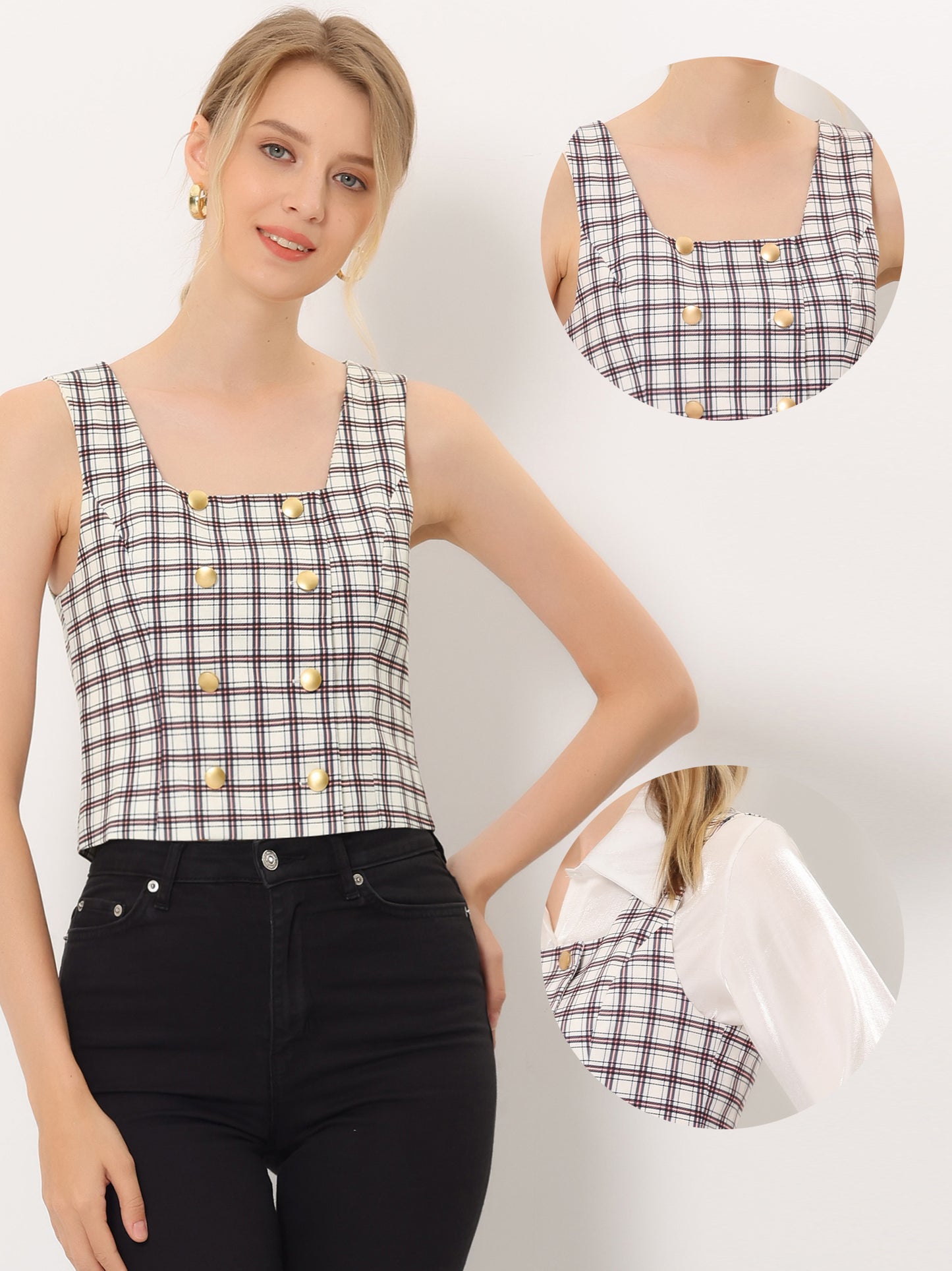 Women's Steampunk Double Breasted Racerback Waistcoat Suit Vest