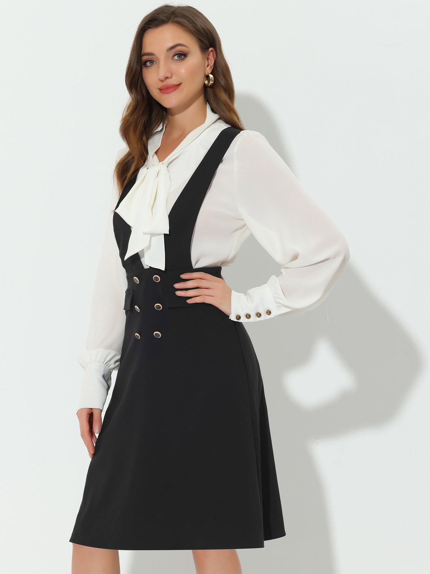 Vestido estilo pichi para mujer con falda midi y tirantes