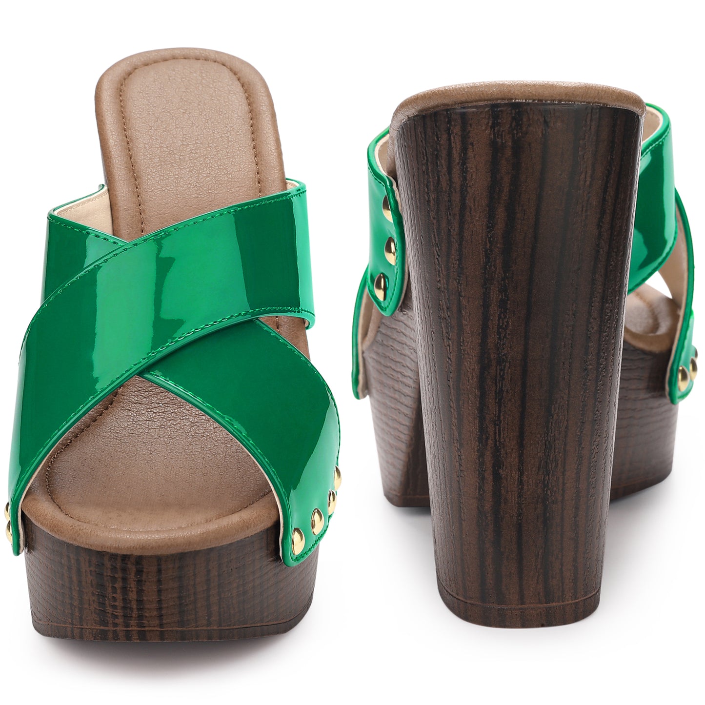 Sandalias de plataforma con tiras cruzadas y tacones gruesos para mujer