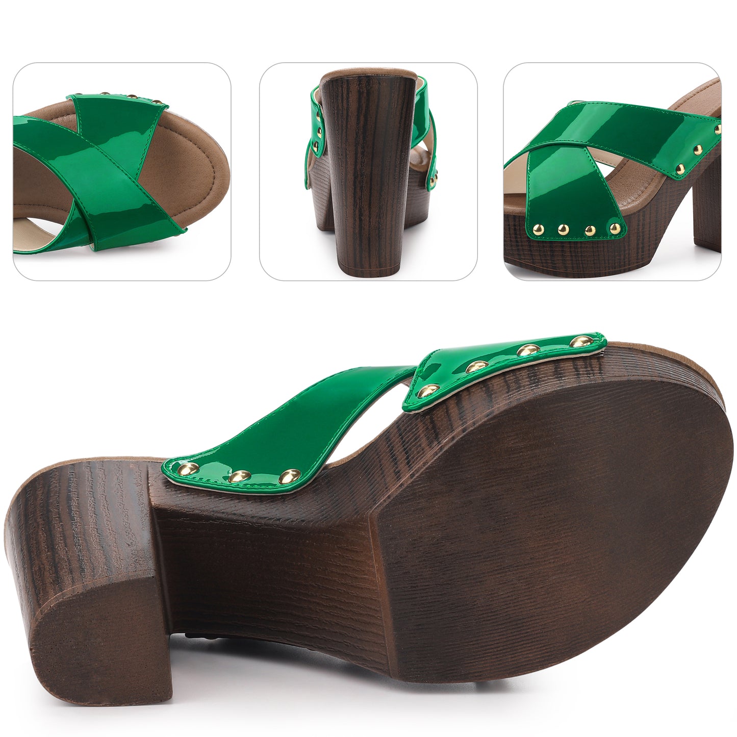 Sandalias de plataforma con tiras cruzadas y tacones gruesos para mujer