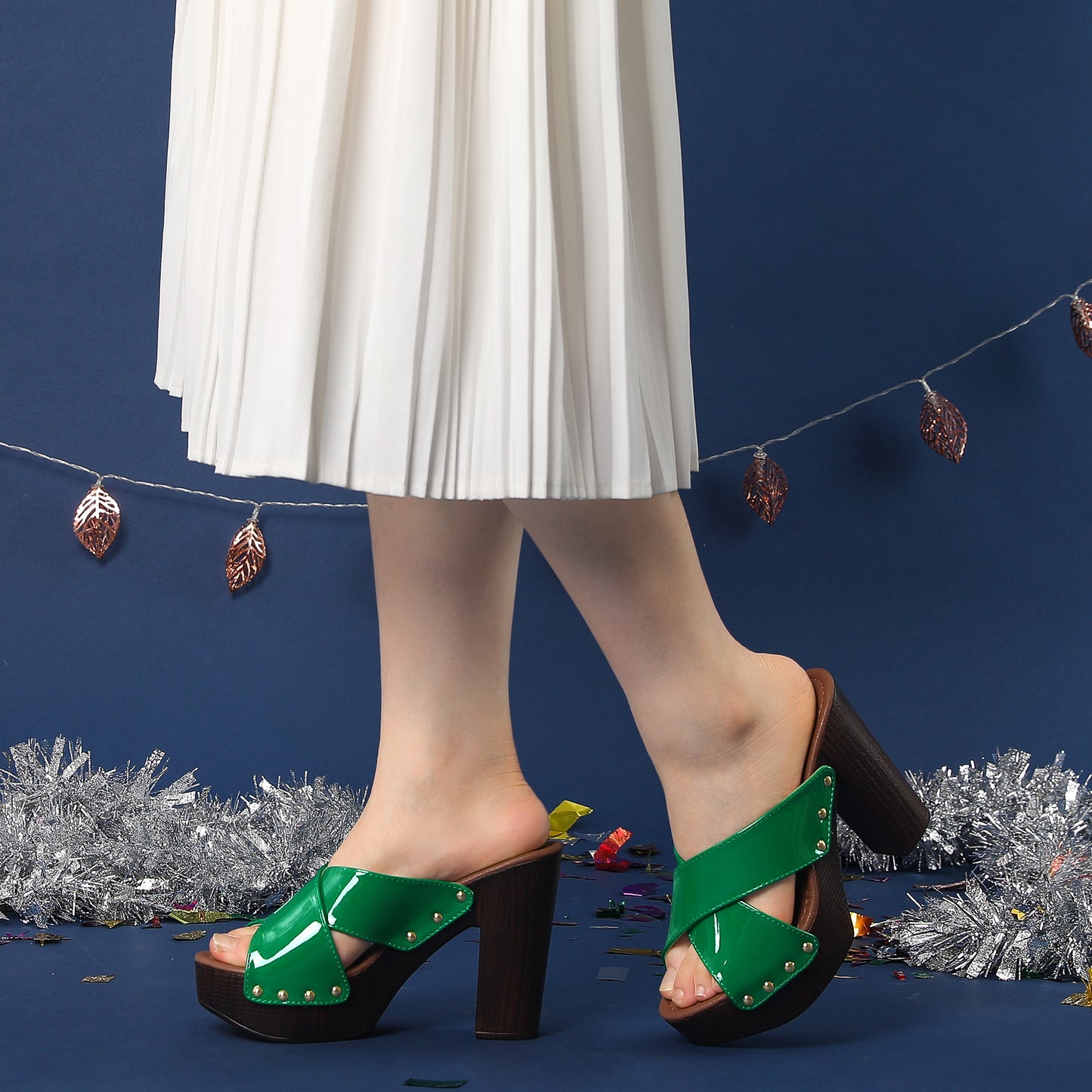 Sandalias de plataforma con tiras cruzadas y tacones gruesos para mujer