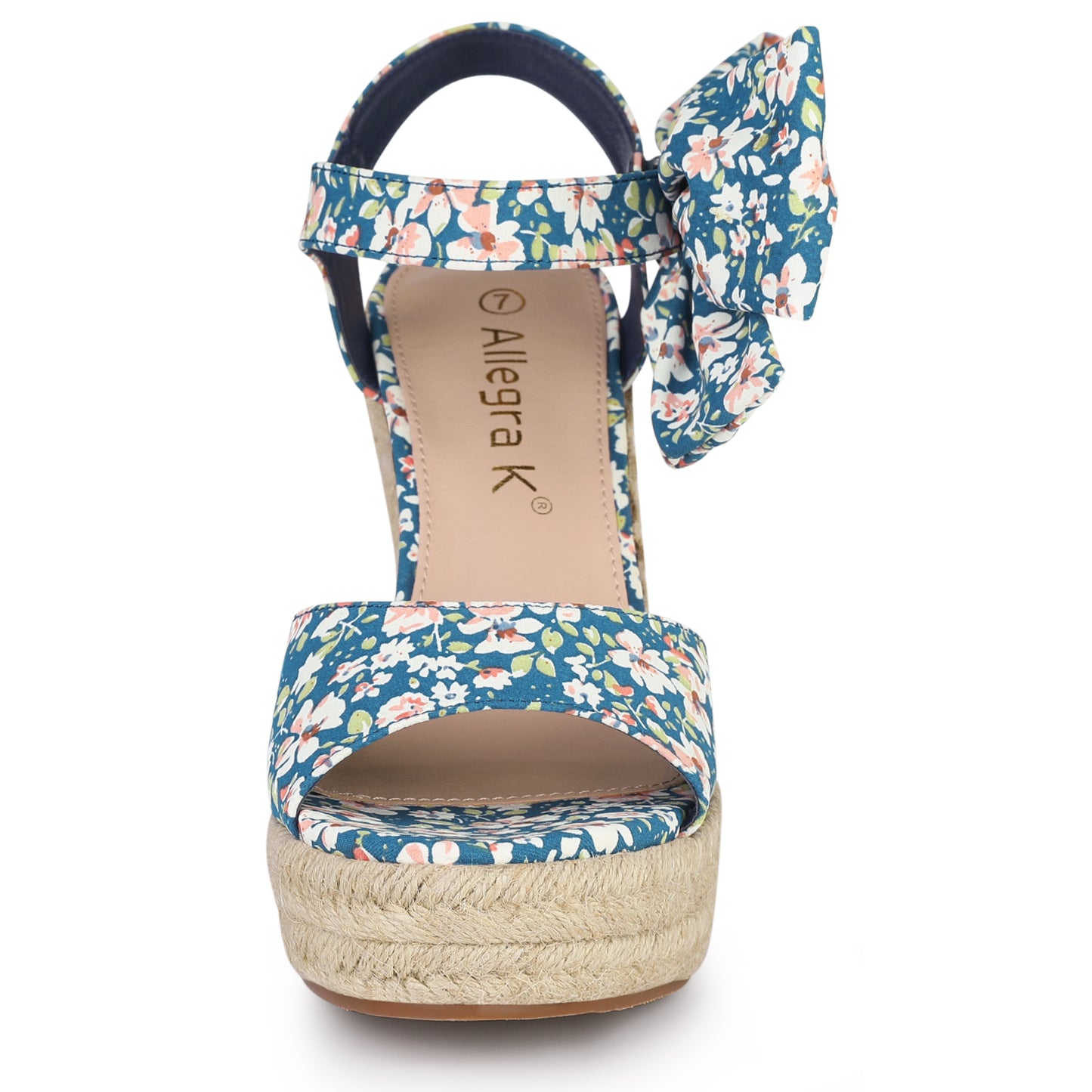Sandalias de cuña con tira trasera y estampado floral para mujer