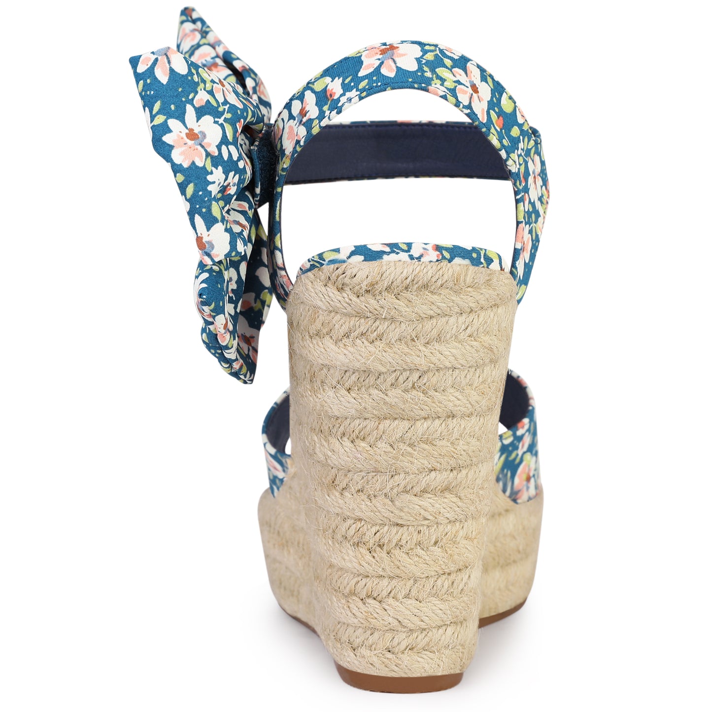 Sandalias de cuña con tira trasera y estampado floral para mujer