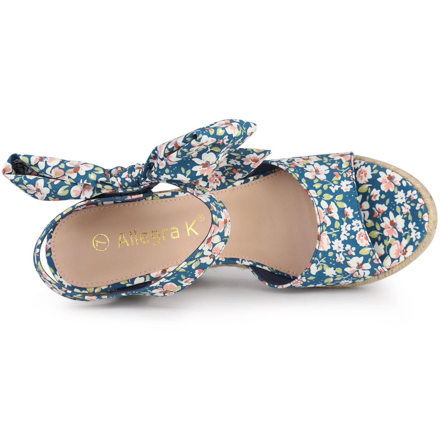 Sandalias de cuña con tira trasera y estampado floral para mujer