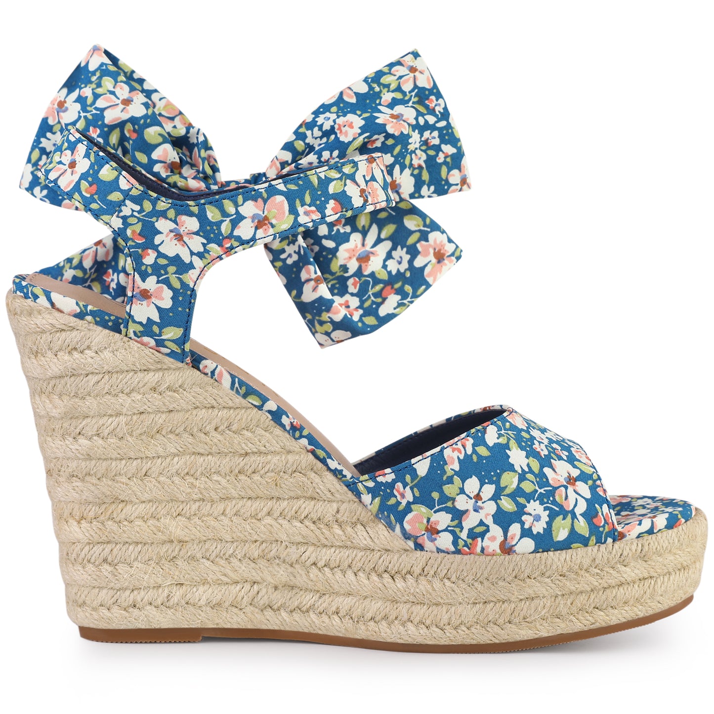 Sandalias de cuña con tira trasera y estampado floral para mujer