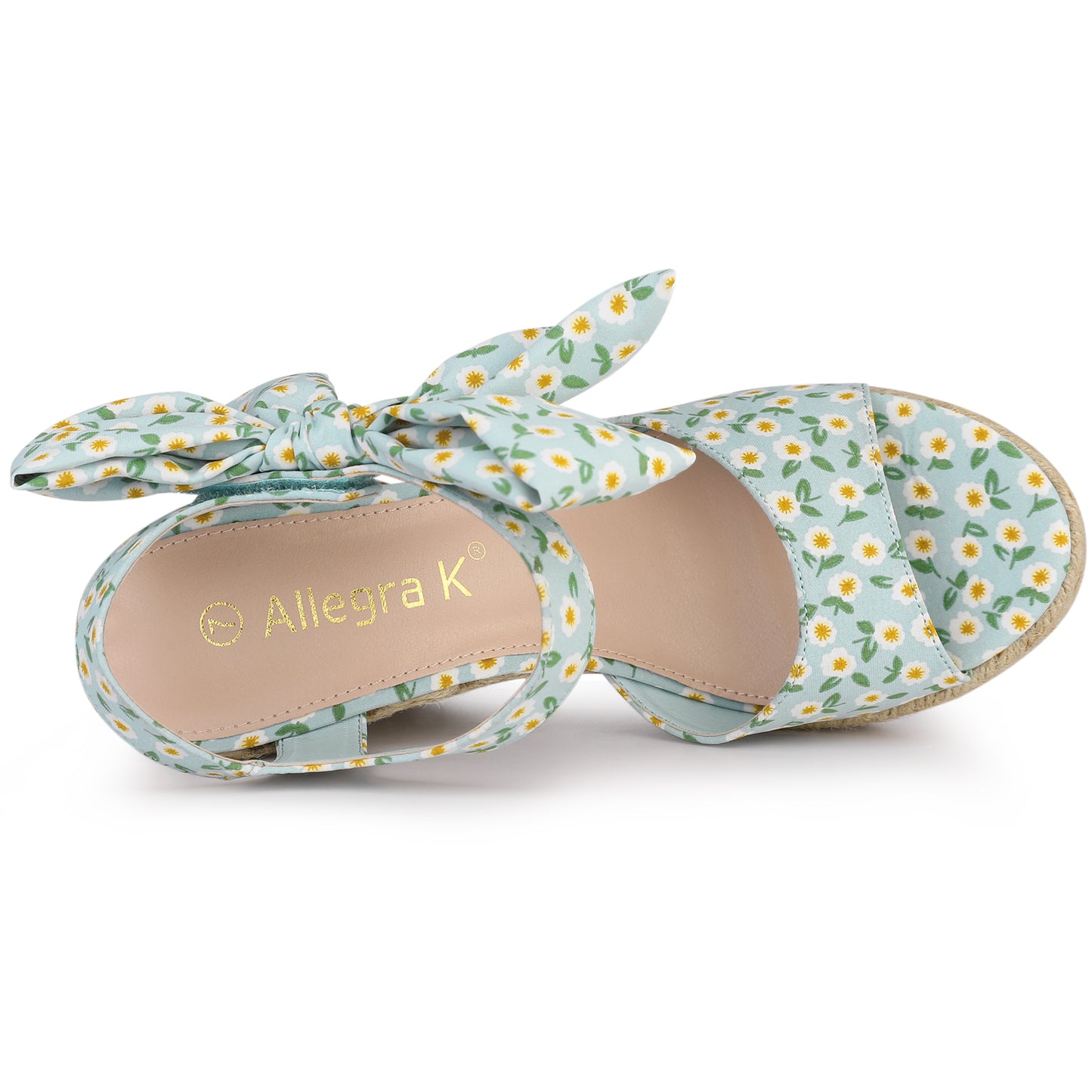 Women's Floral Printed Slingback Espadrille Wedge Sandals