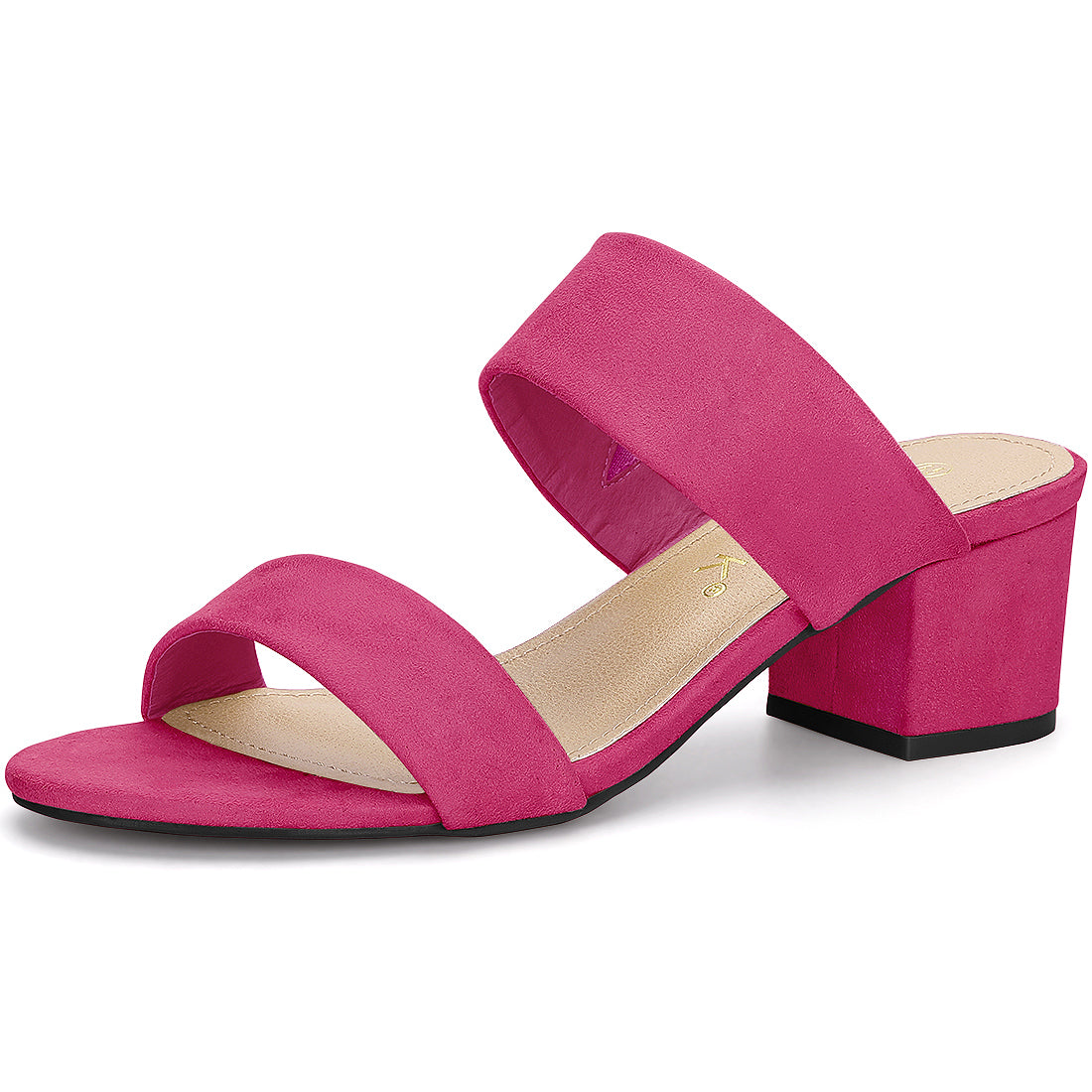 Women's Block Heel Dual Straps Slides Sandals