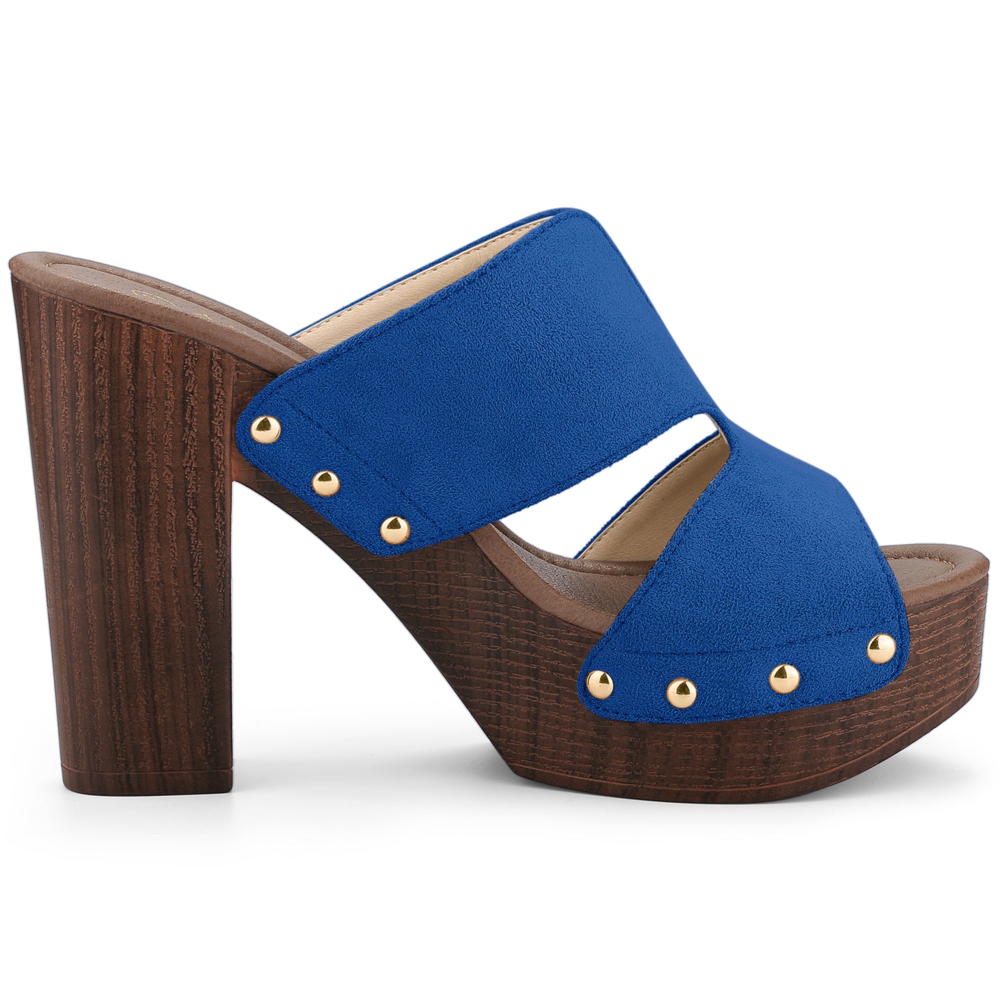 Sandalias de tacón alto con plataforma de ante sintético para mujer