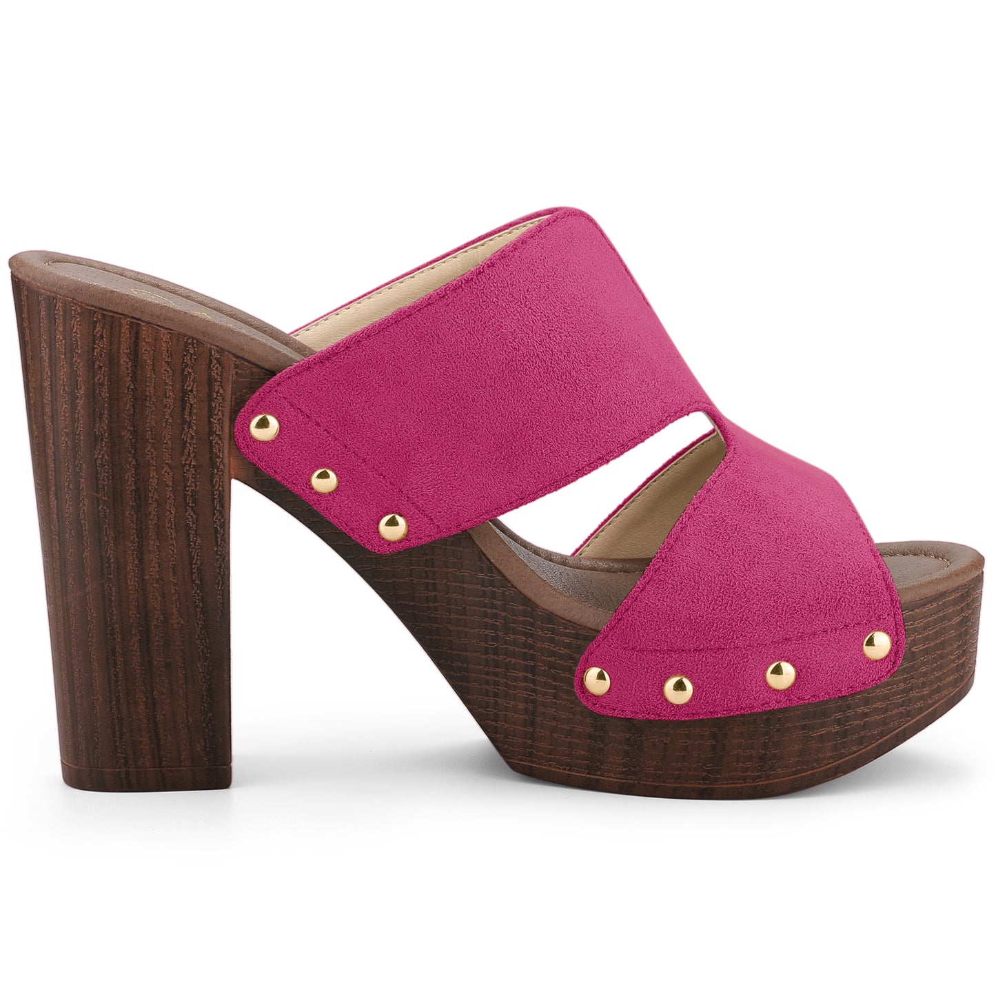 Sandalias de tacón alto con plataforma de ante sintético para mujer