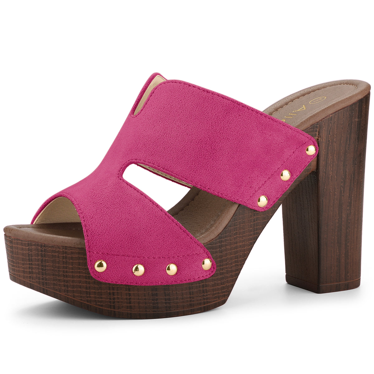 Women's Faux Suede Platform High Block Heel Slides Sandals