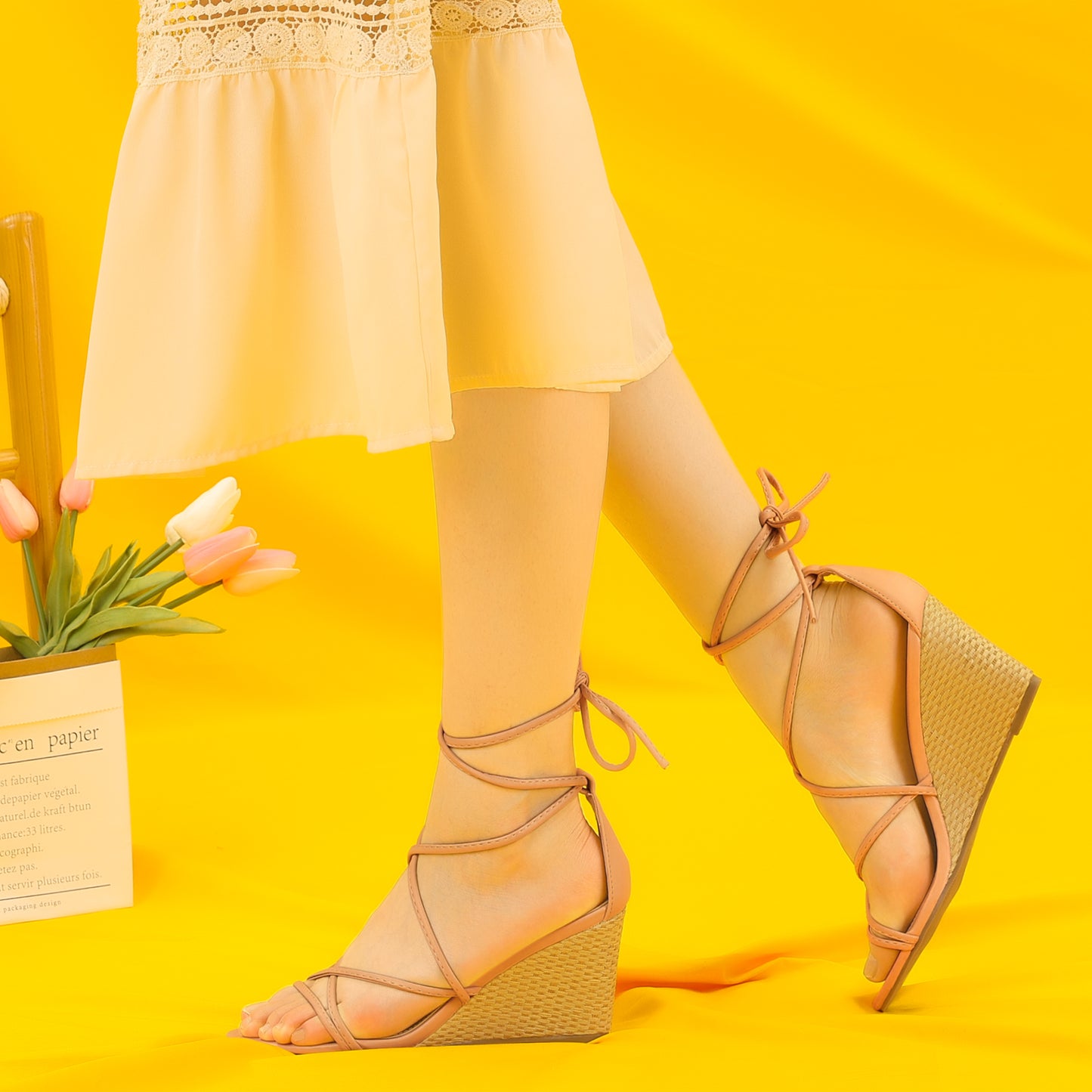 Women's Lace Up Strappy Wedge Heels Sandals