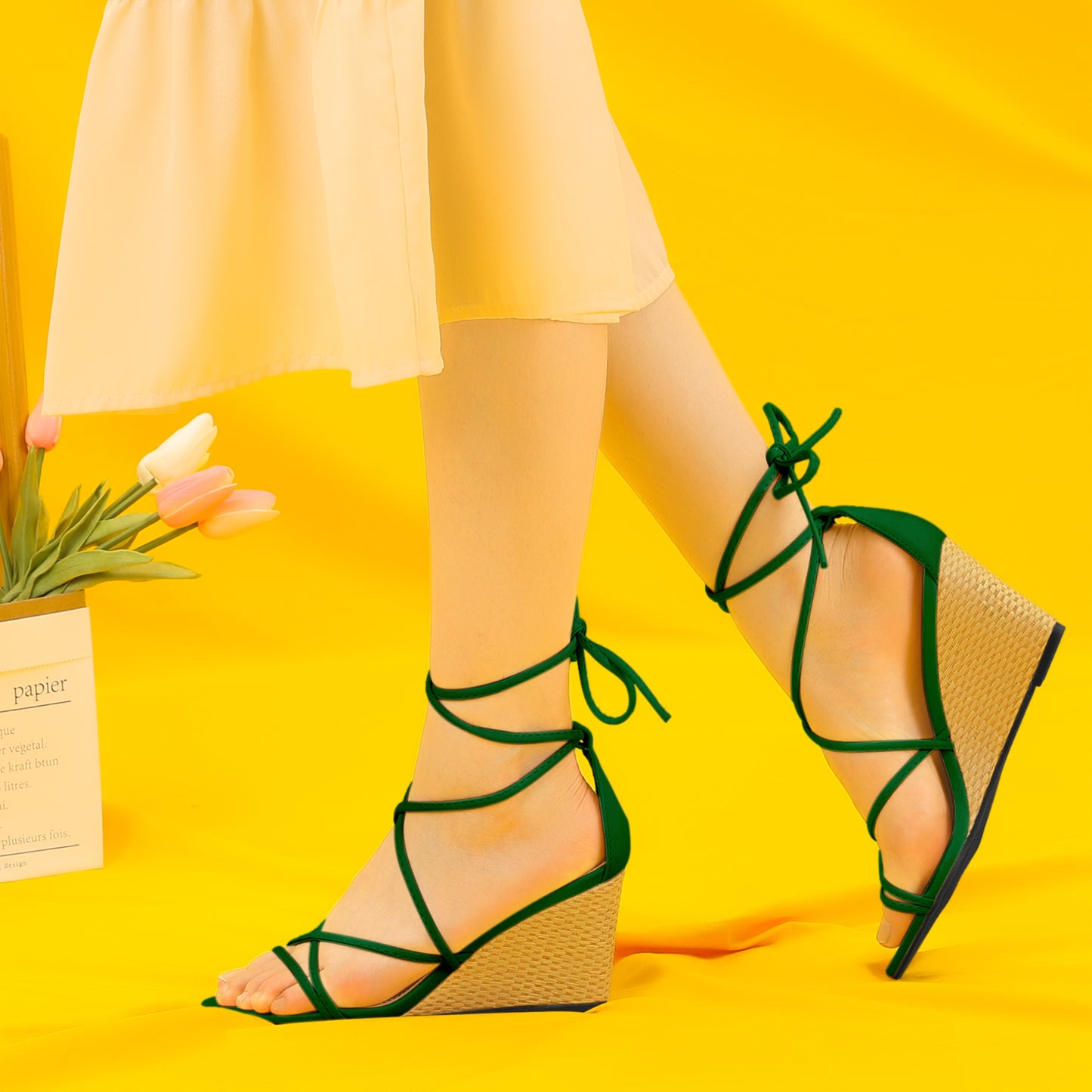 Women's Lace Up Strappy Wedge Heels Sandals