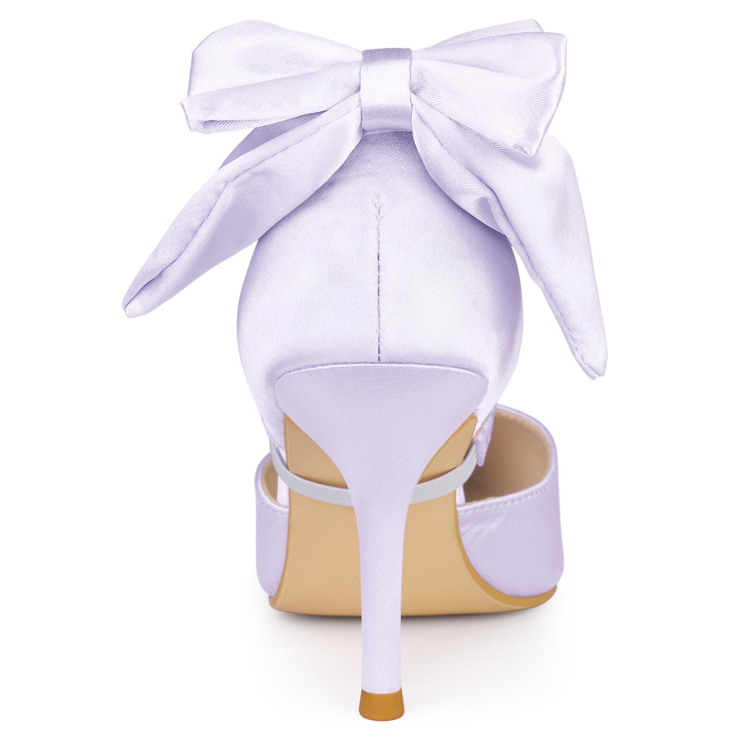 Zapatos de tacón de aguja de satén con lazo y punta puntiaguda para mujer