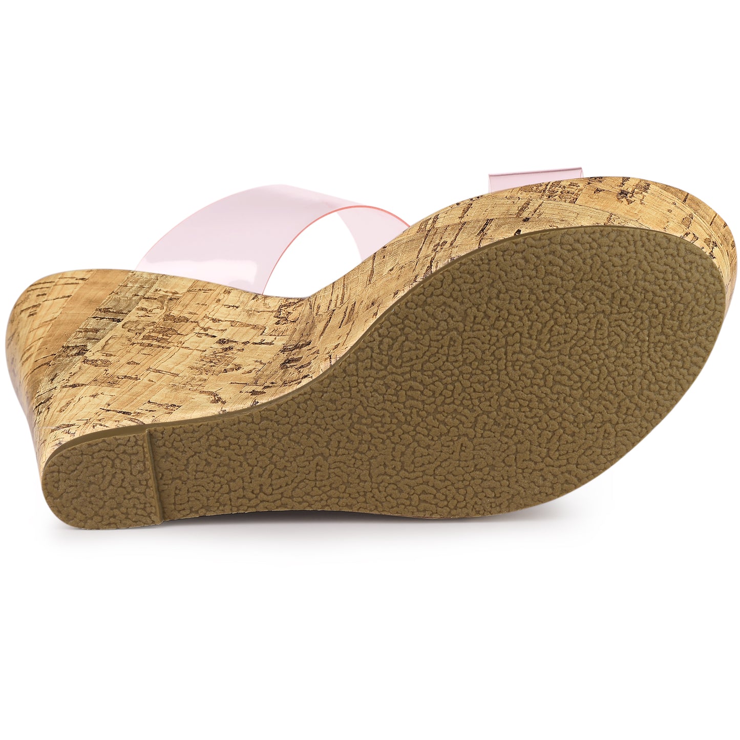 Sandalias de plataforma con tiras transparentes y tacón de cuña para mujer