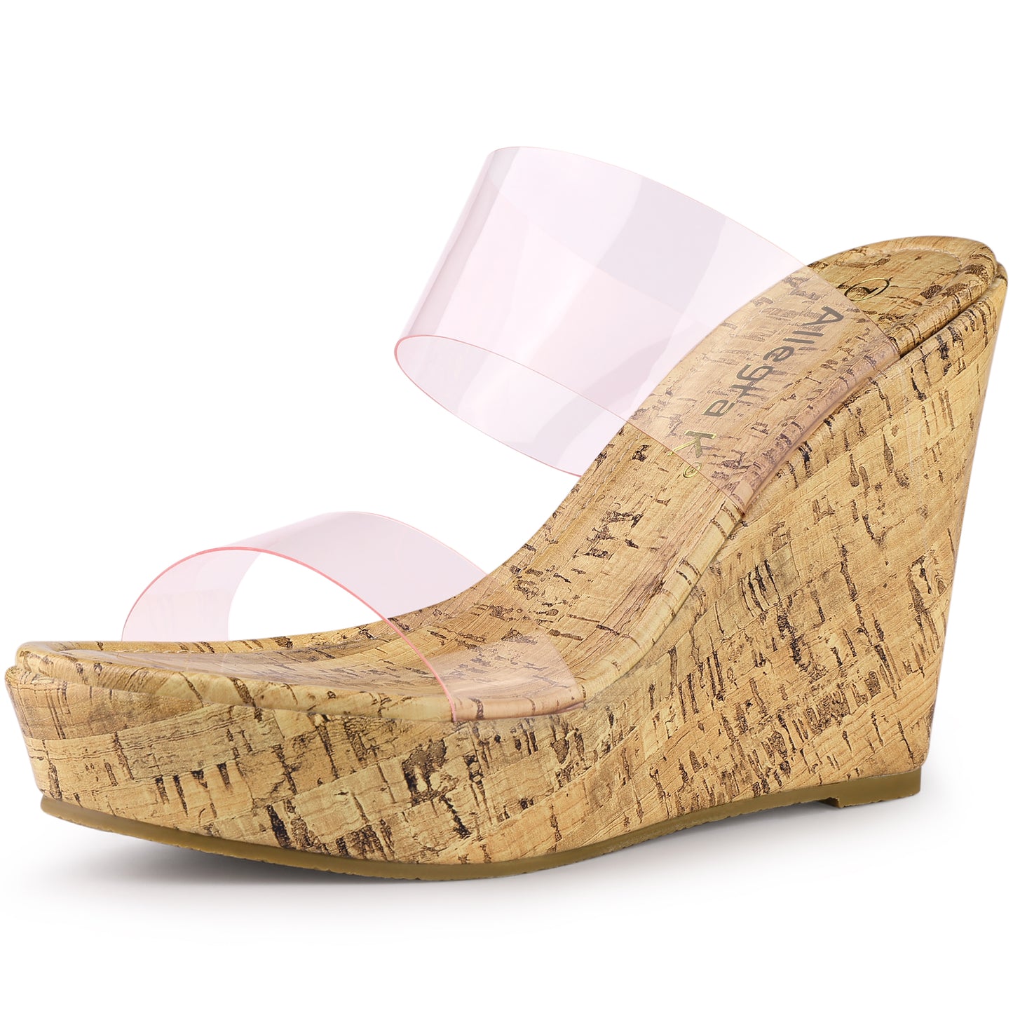 Sandalias de plataforma con tiras transparentes y tacón de cuña para mujer