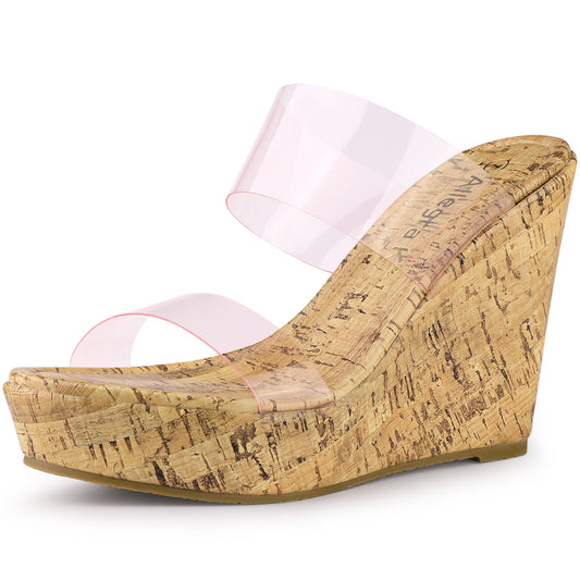 Women's Platform Transparent Straps Wedge Heel Sandals