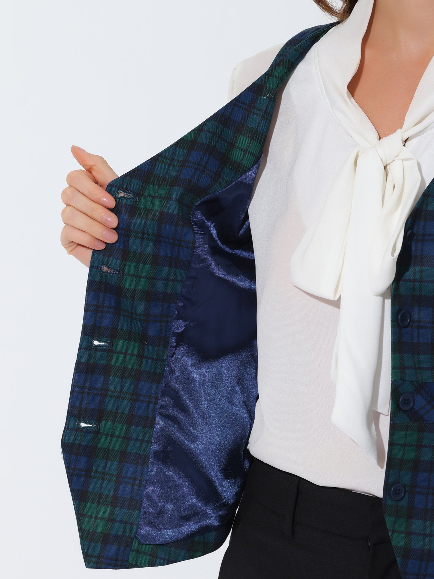 Women's Plaid Vest Single Breasted V Neck Vintage Racerback Waistcoat