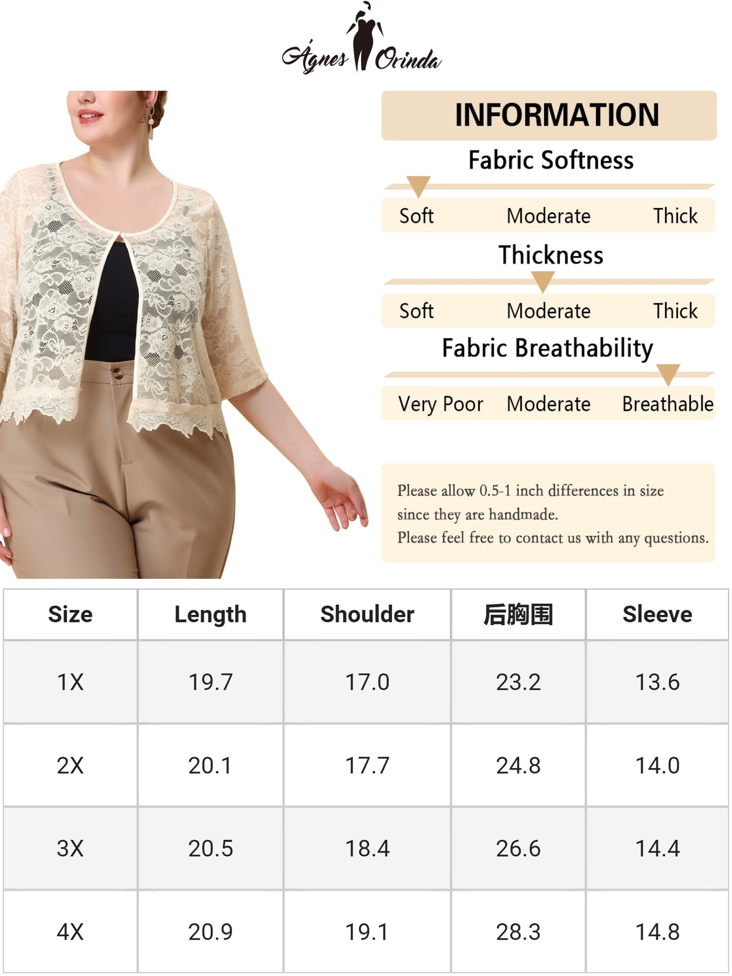 Women Plus Size Bolero Shrugs Floral Summer Cardigan 1/2 Sleeve Sheer Lace Shrug