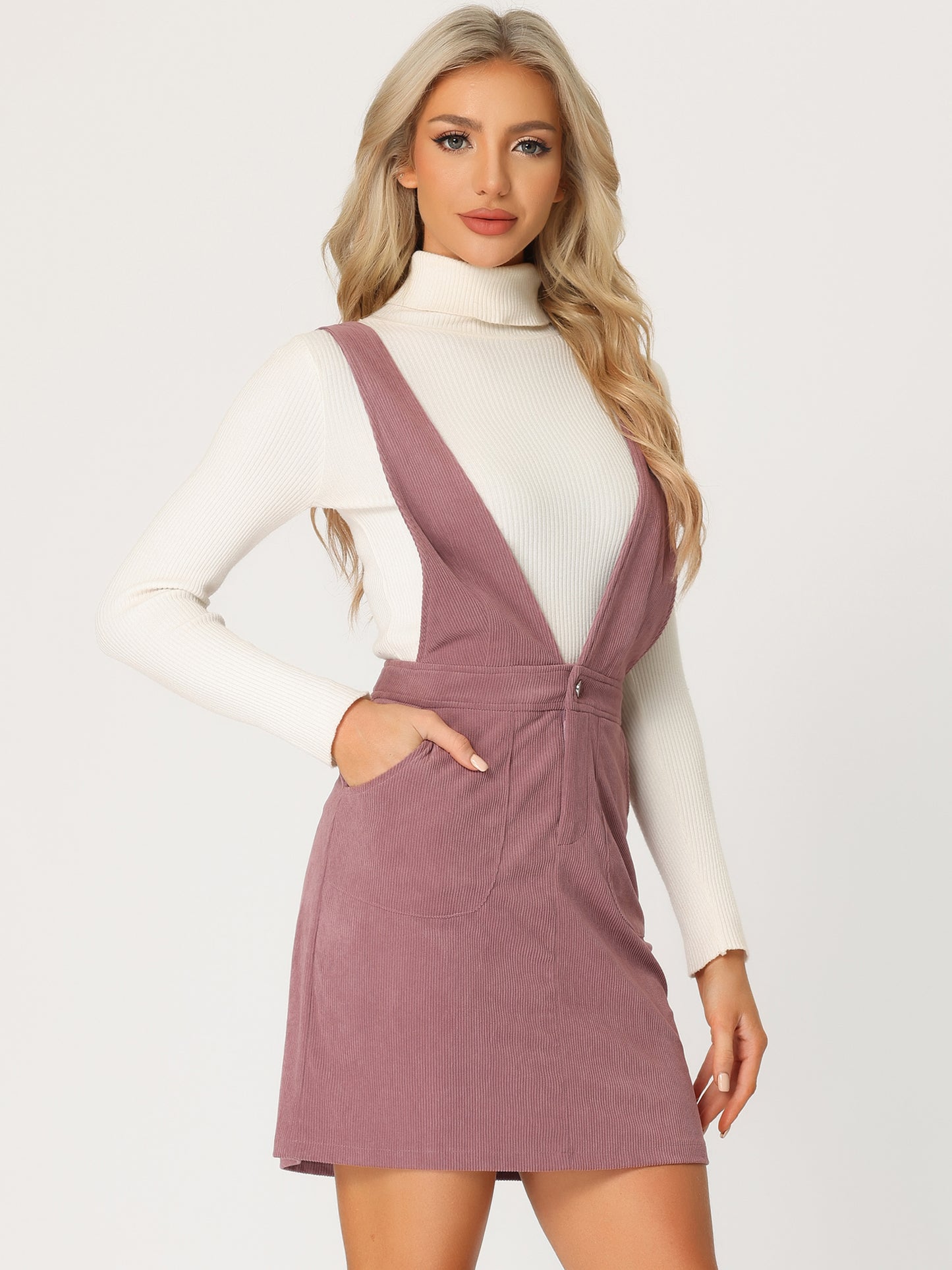 Women's Corduroy Overall Pinafore Dress Strap Suspender Skirt