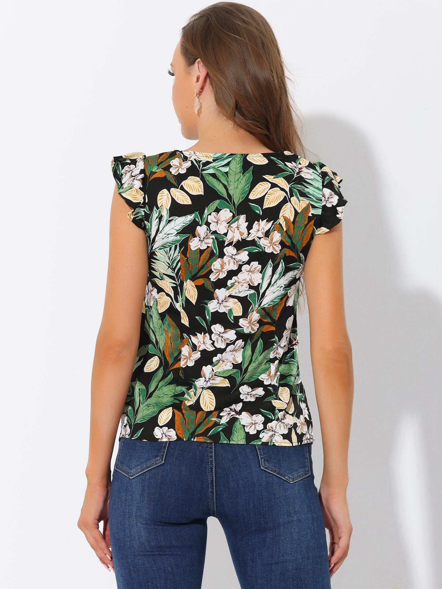 Women's Tropical Tank Top Floral Print Square Neck Summer Beach Vest Top