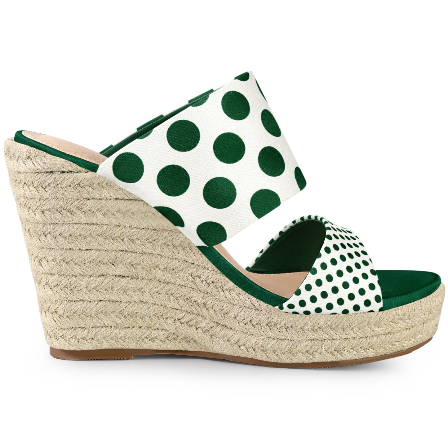 Sandalias de cuña con plataforma y tacón de lunares para mujer