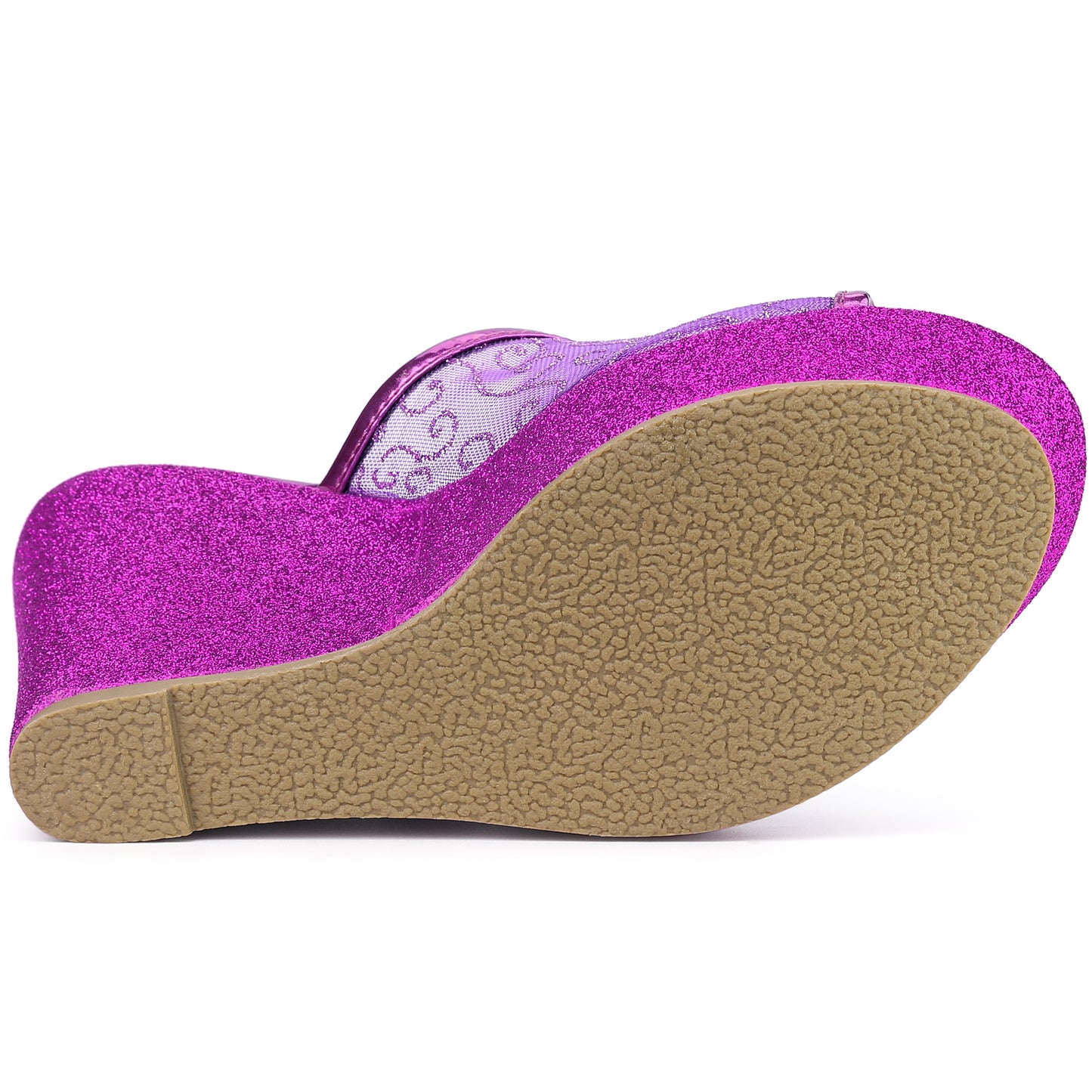 Sandalias de cuña con plataforma y brillo para mujer