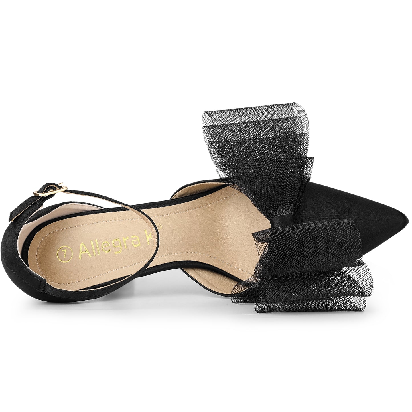 Zapatos de tacón de aguja con tira al tobillo y lazo para mujer