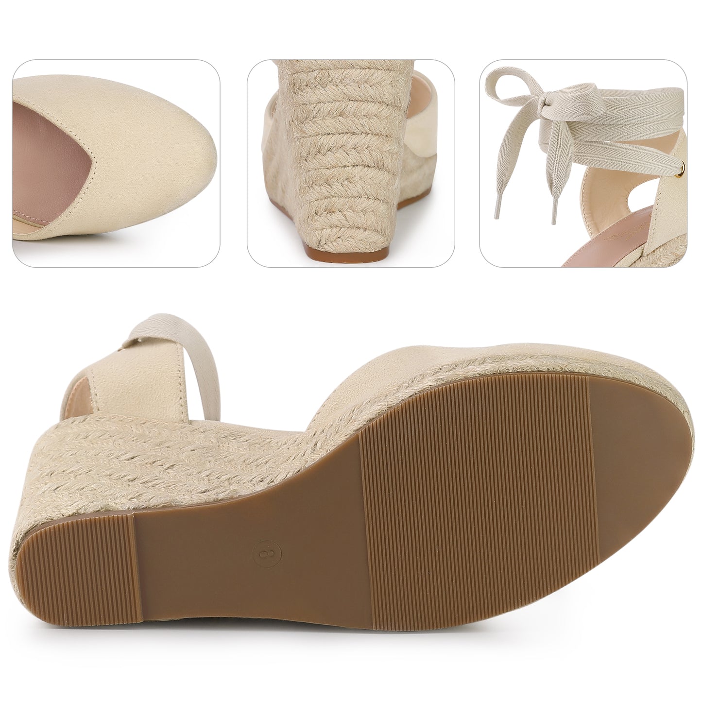 Sandalias de plataforma con cuña y cordones para mujer