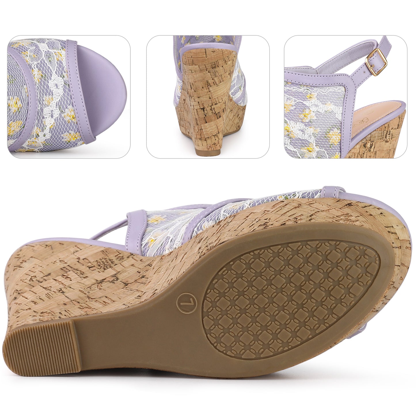 Sandalias de cuña con plataforma y tacón destalonado para mujer