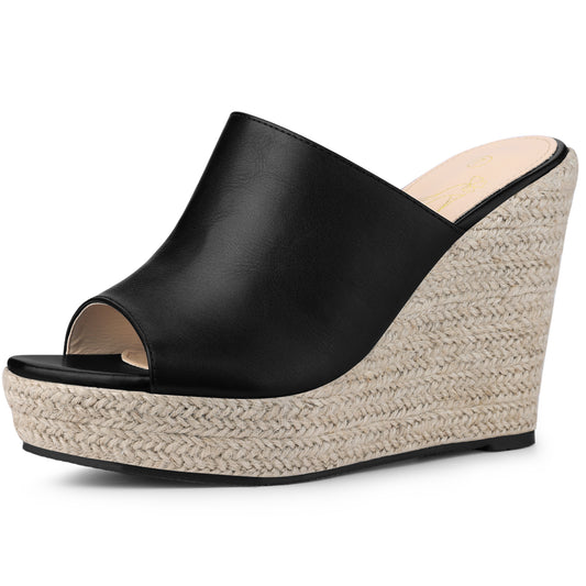 Women Open Toe Espadrille Wedge Heel Platform Slide Sandal