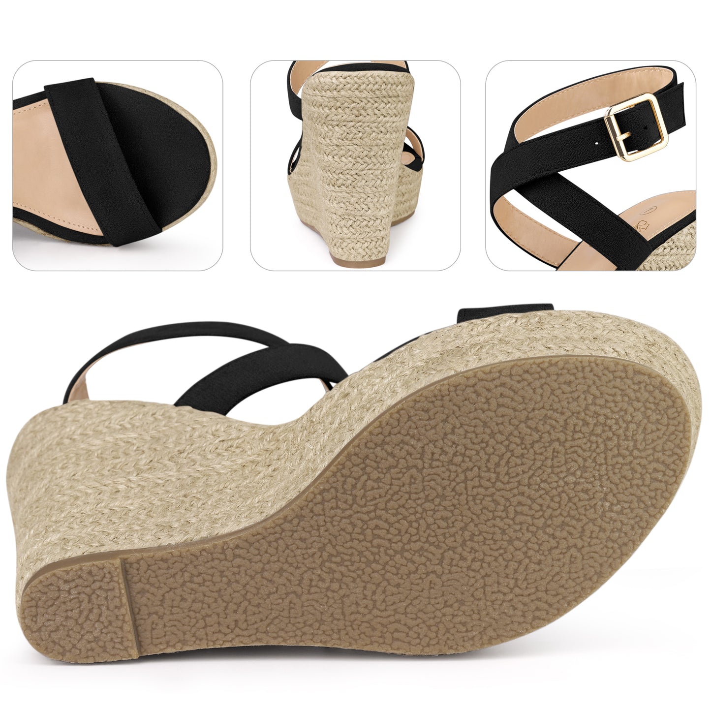Women Platform Open Toe Crisscross Espadrille Heel Wedge Sandals