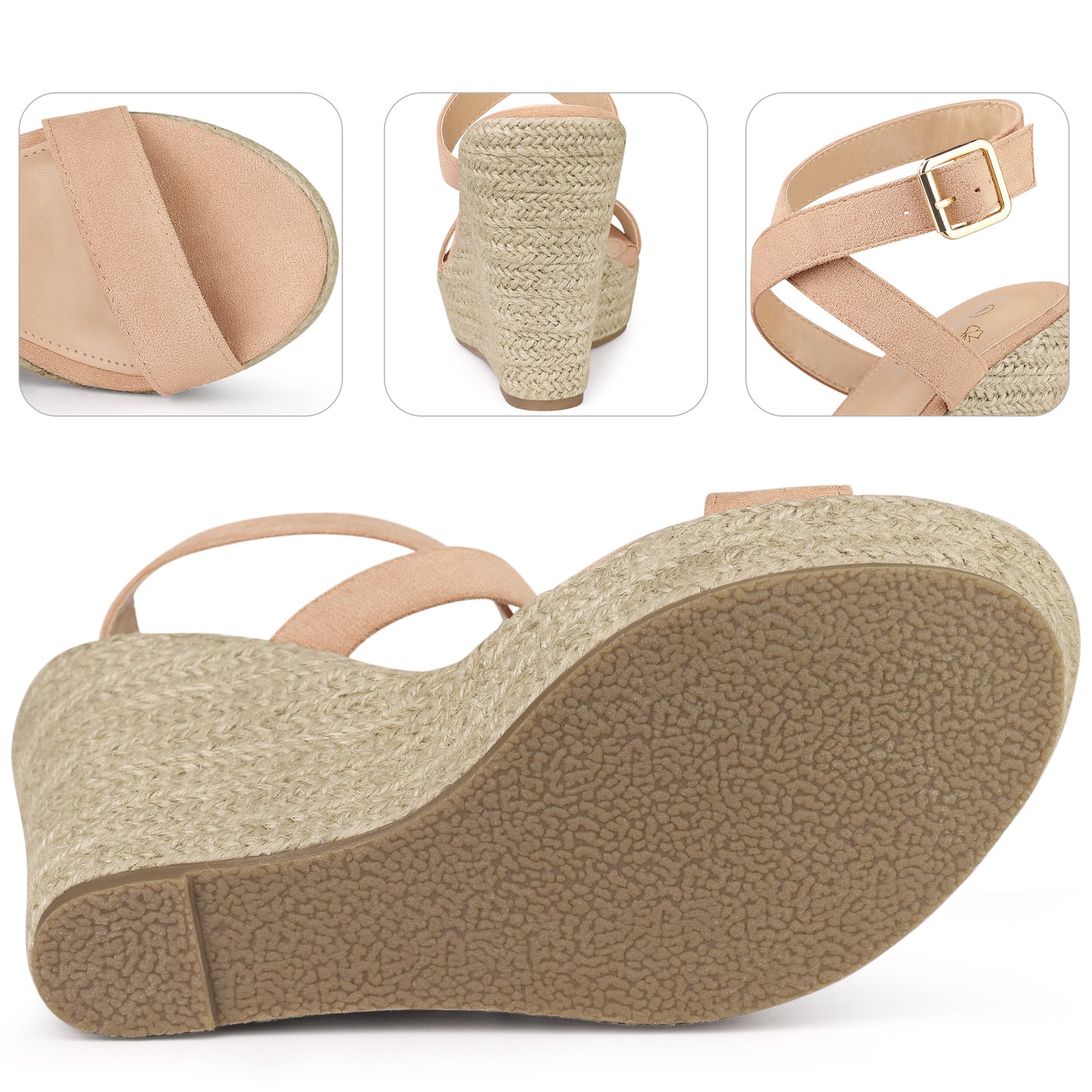 Women Platform Open Toe Crisscross Espadrille Heel Wedge Sandals