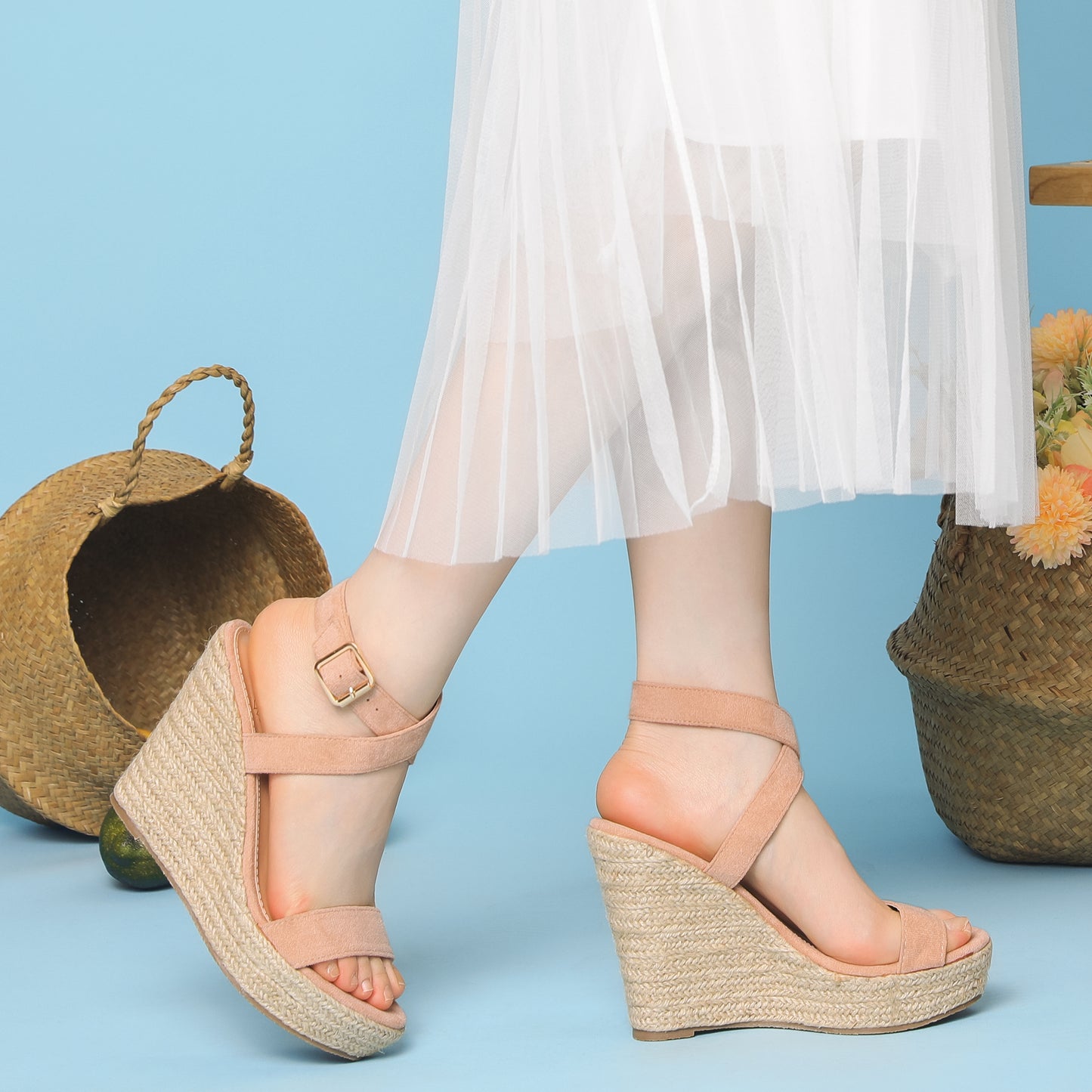 Women Platform Open Toe Crisscross Espadrille Heel Wedge Sandals