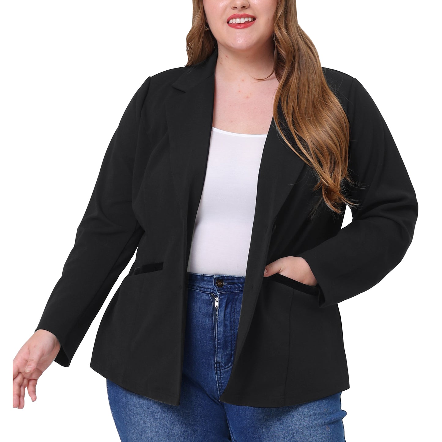 Women Plus Size Blazer Notched Lapel V Neck Office Work Business Suits Jacket Blazers