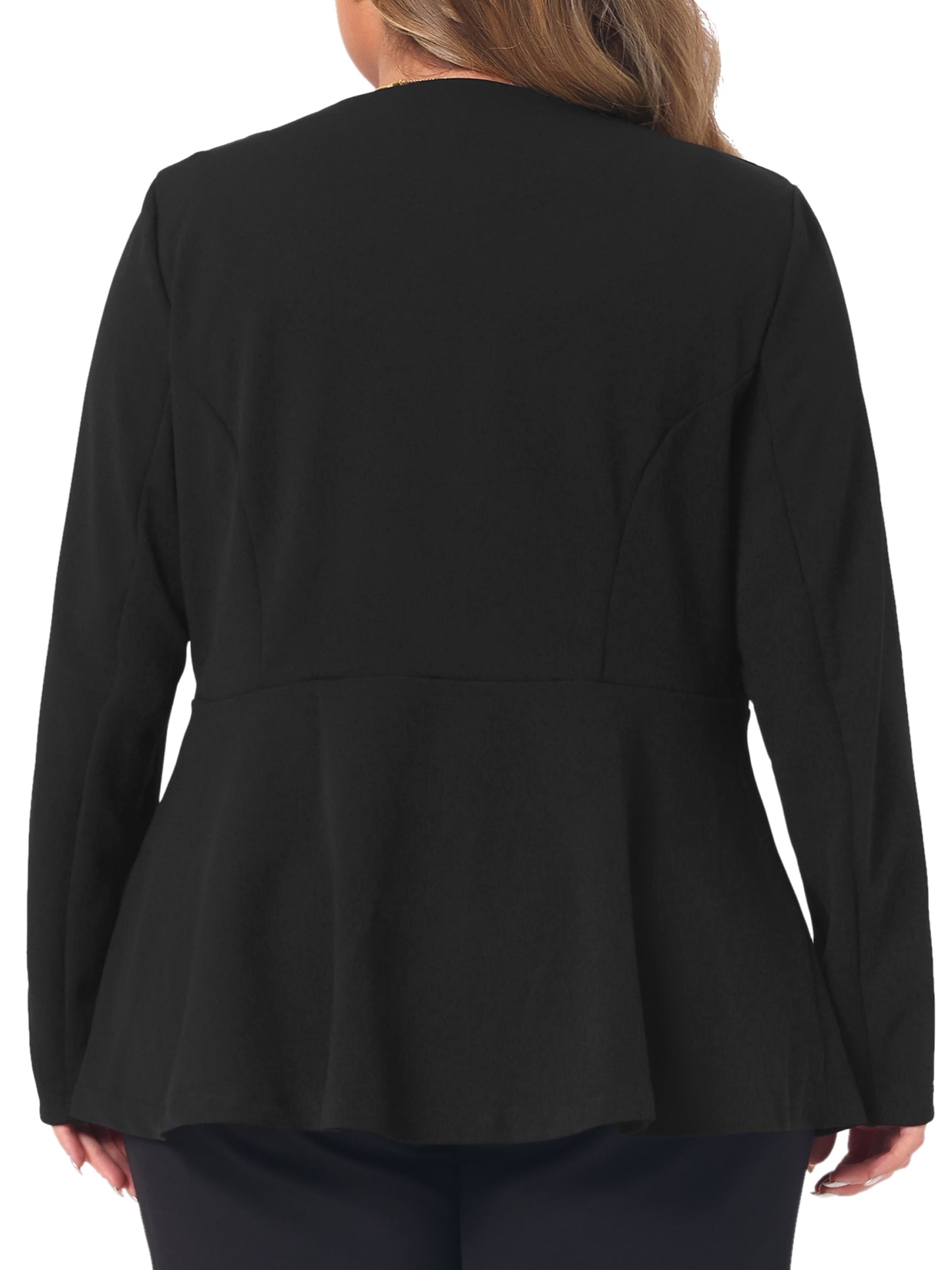 Women's Plus Size Casual Blazers Work Office Double Notch Lapel Peplum Jacket Blazer