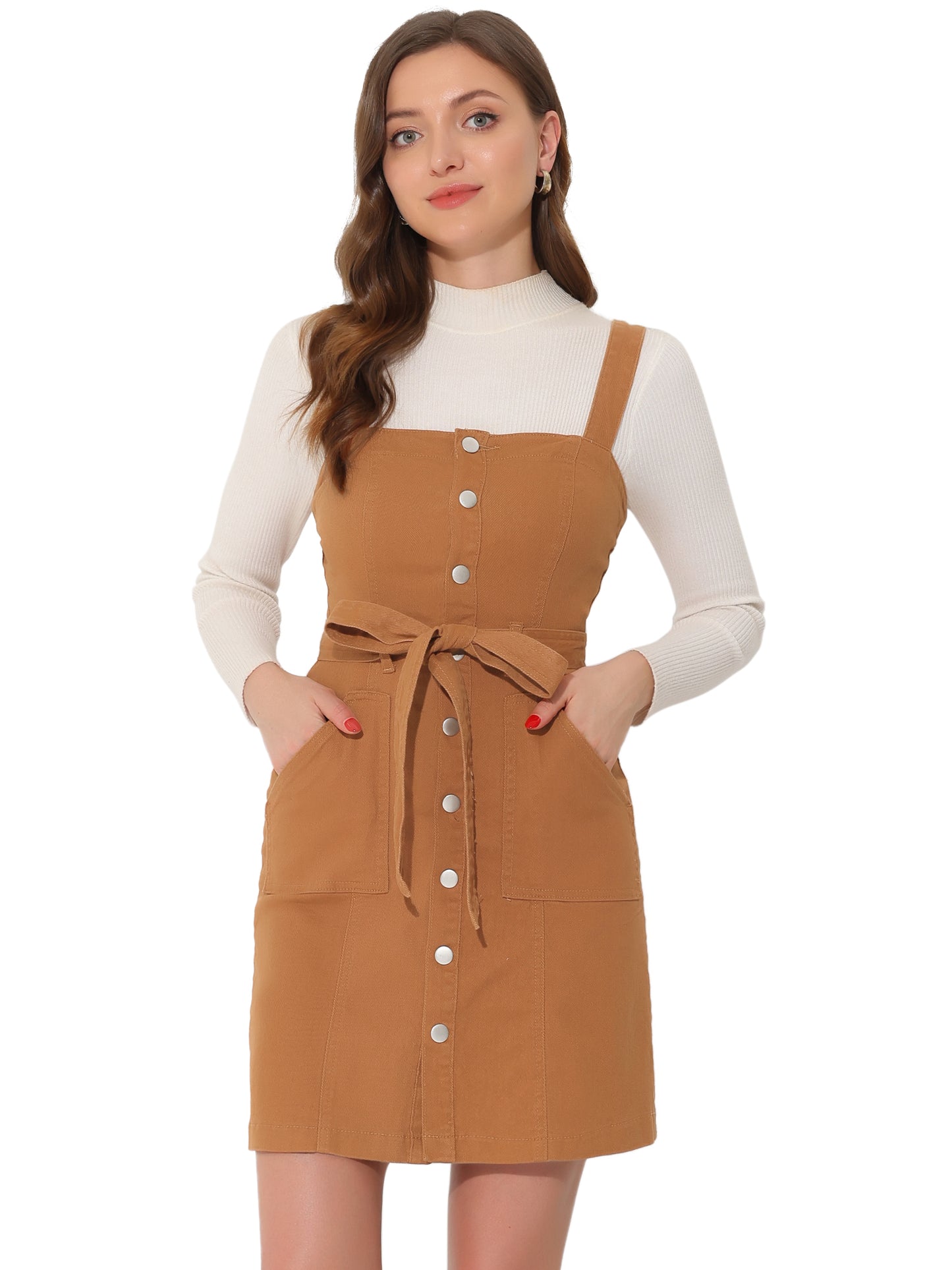 Women's Classic Adjustable Strap Pinafore Denim Overall Dress
