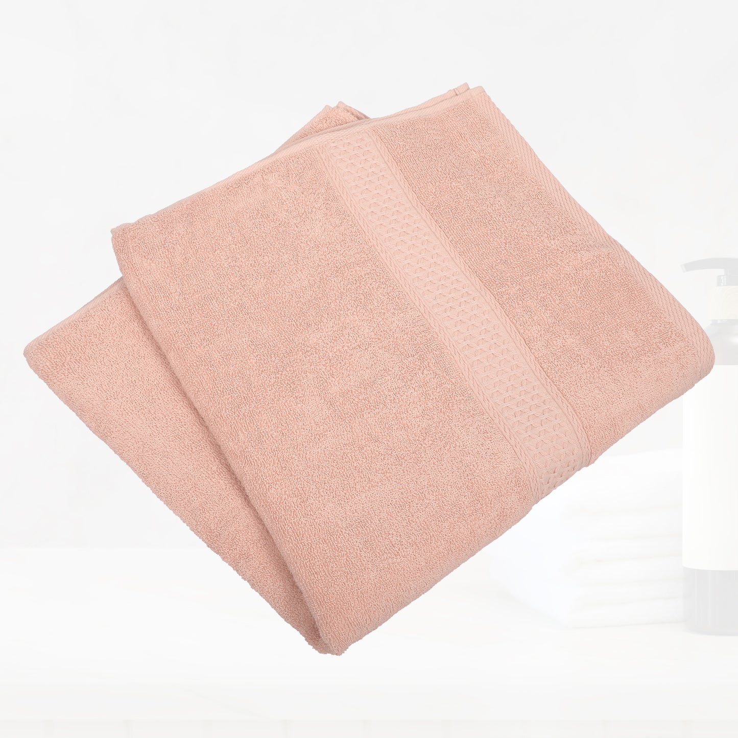 Toalla de baño clásica de algodón absorbente, rosa claro, 70 x 140 cm