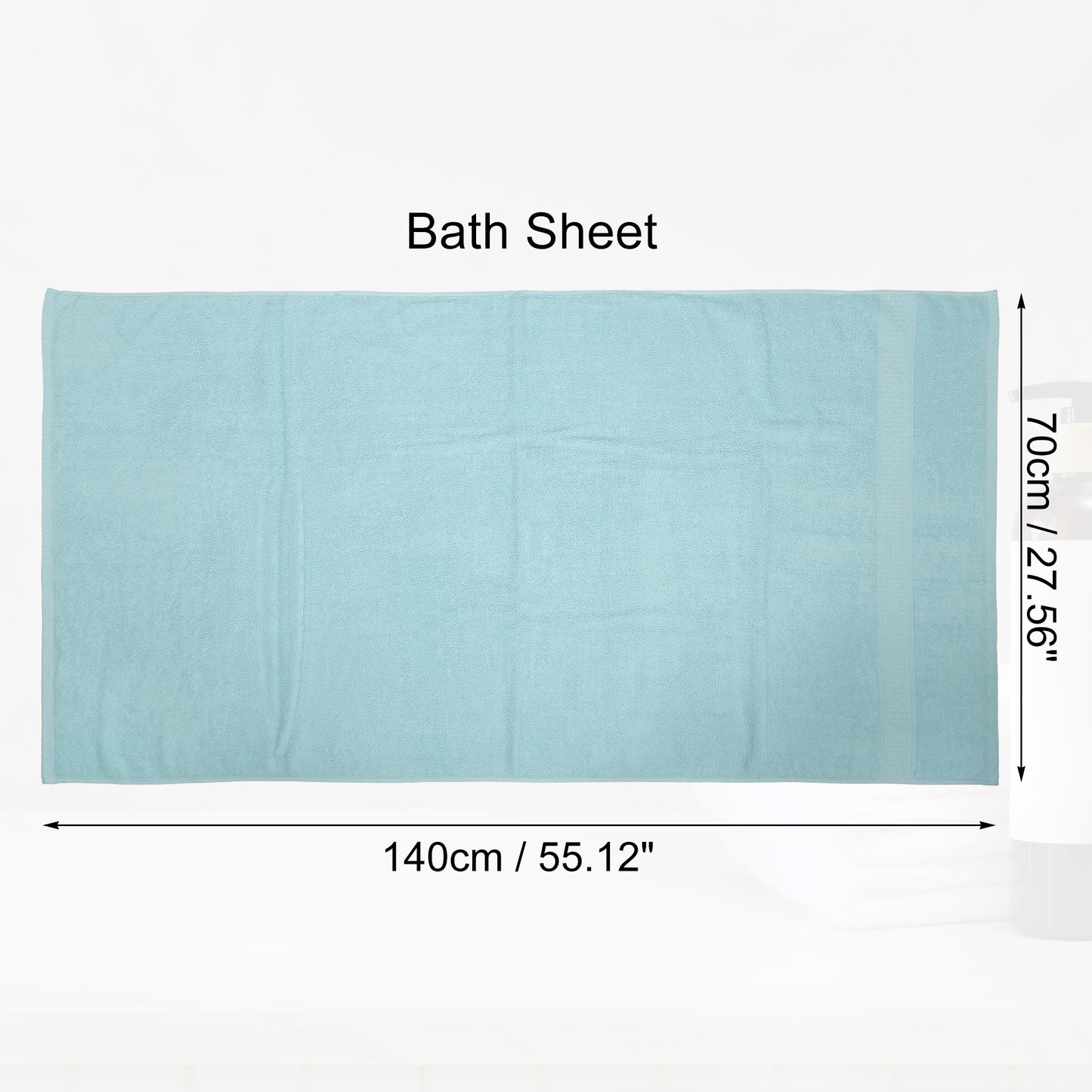 1 Pc Classic Absorbent Cotton Bath Towel, Cyan 27.56"x55.12"