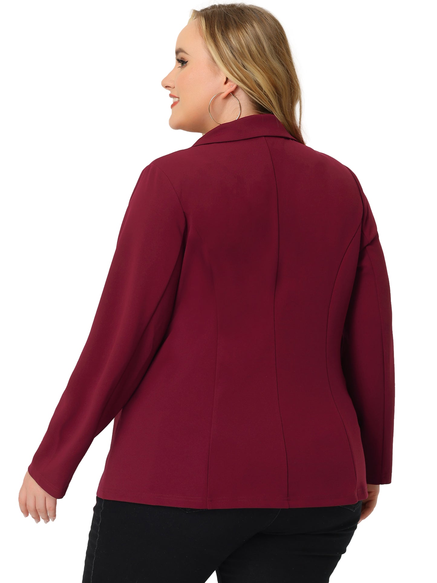 Blazer de talla grande para mujer, con solapa con muescas y cuello en V, para oficina, trabajo, negocios, chaqueta, blazer