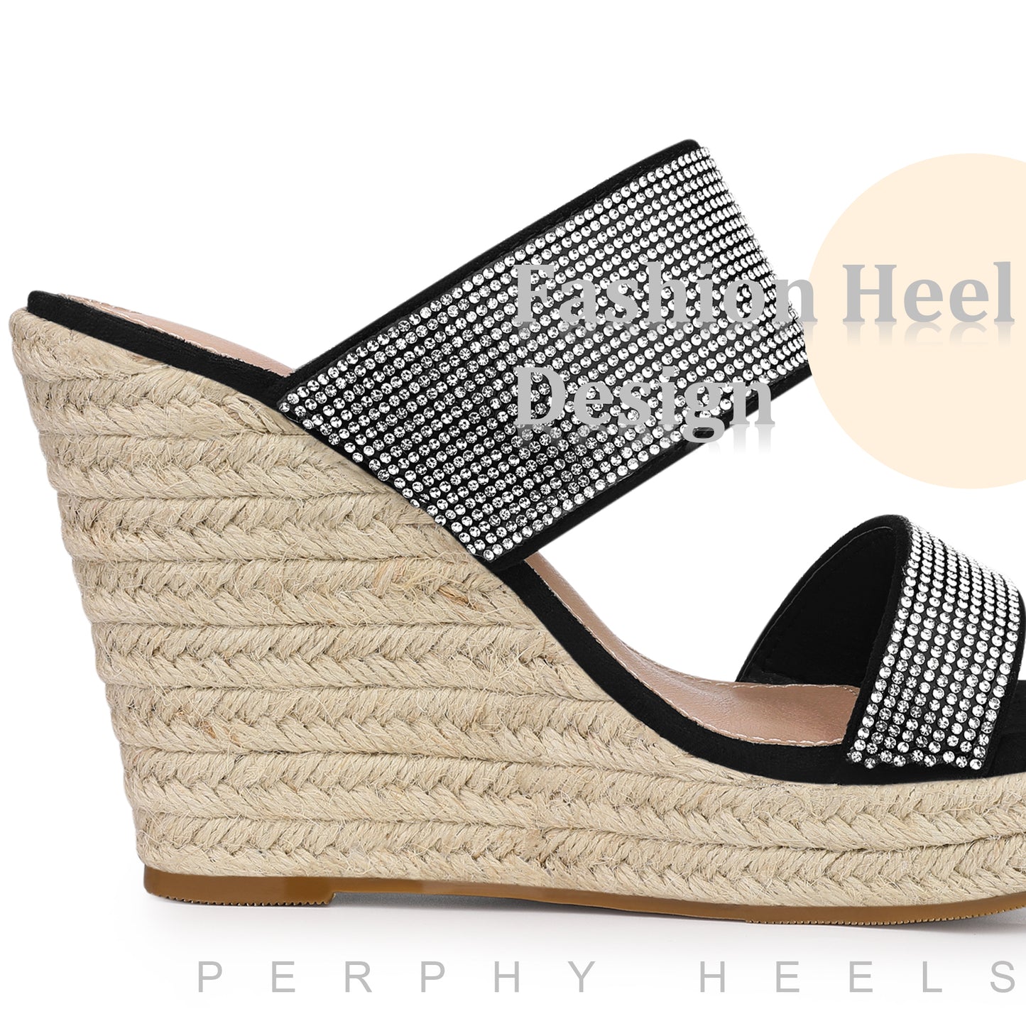 Sandalias de cuña con plataforma y diamantes de imitación para mujer