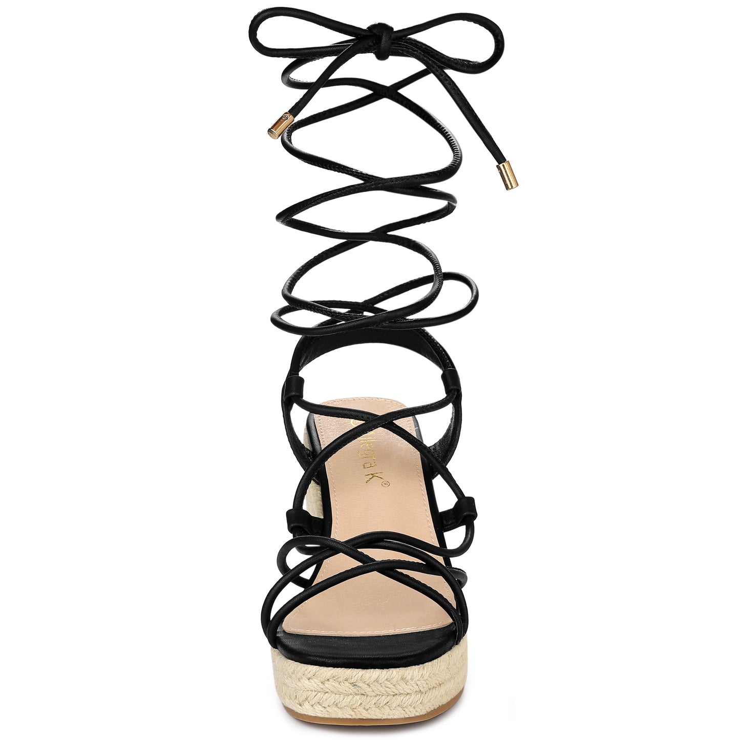 Alpargatas con plataforma, punta cuadrada y cordones para mujer