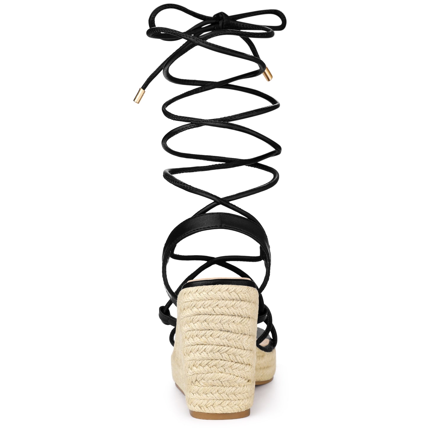 Alpargatas con plataforma, punta cuadrada y cordones para mujer
