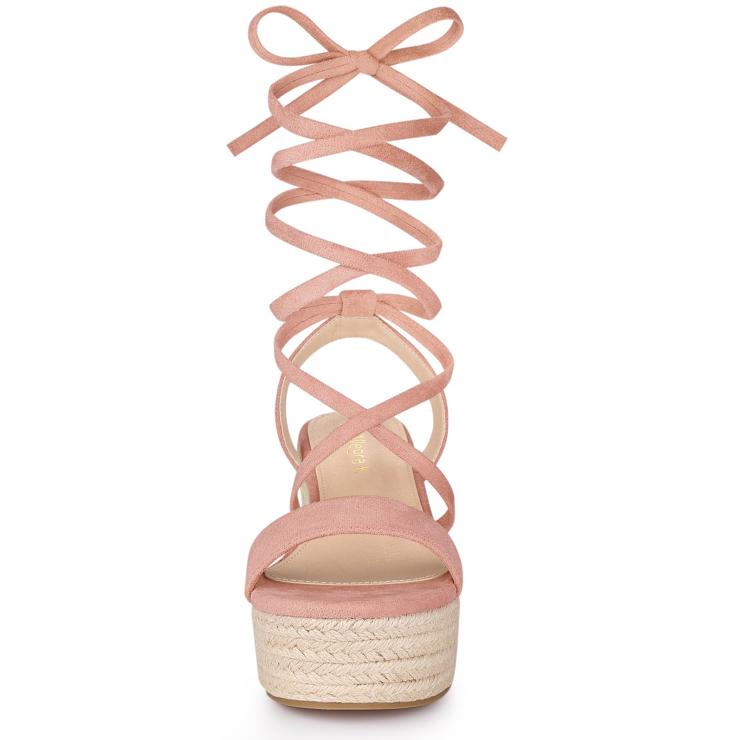 Sandalias de plataforma con cuña y tiras con cordones para mujer