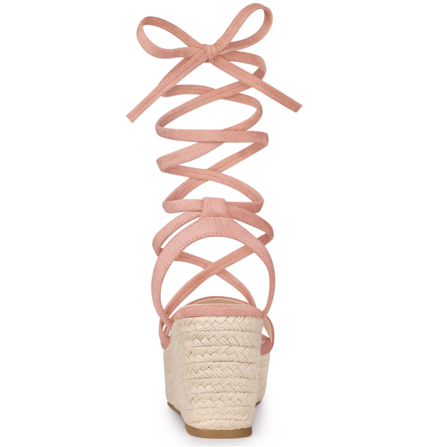Sandalias de plataforma con cuña y tiras con cordones para mujer