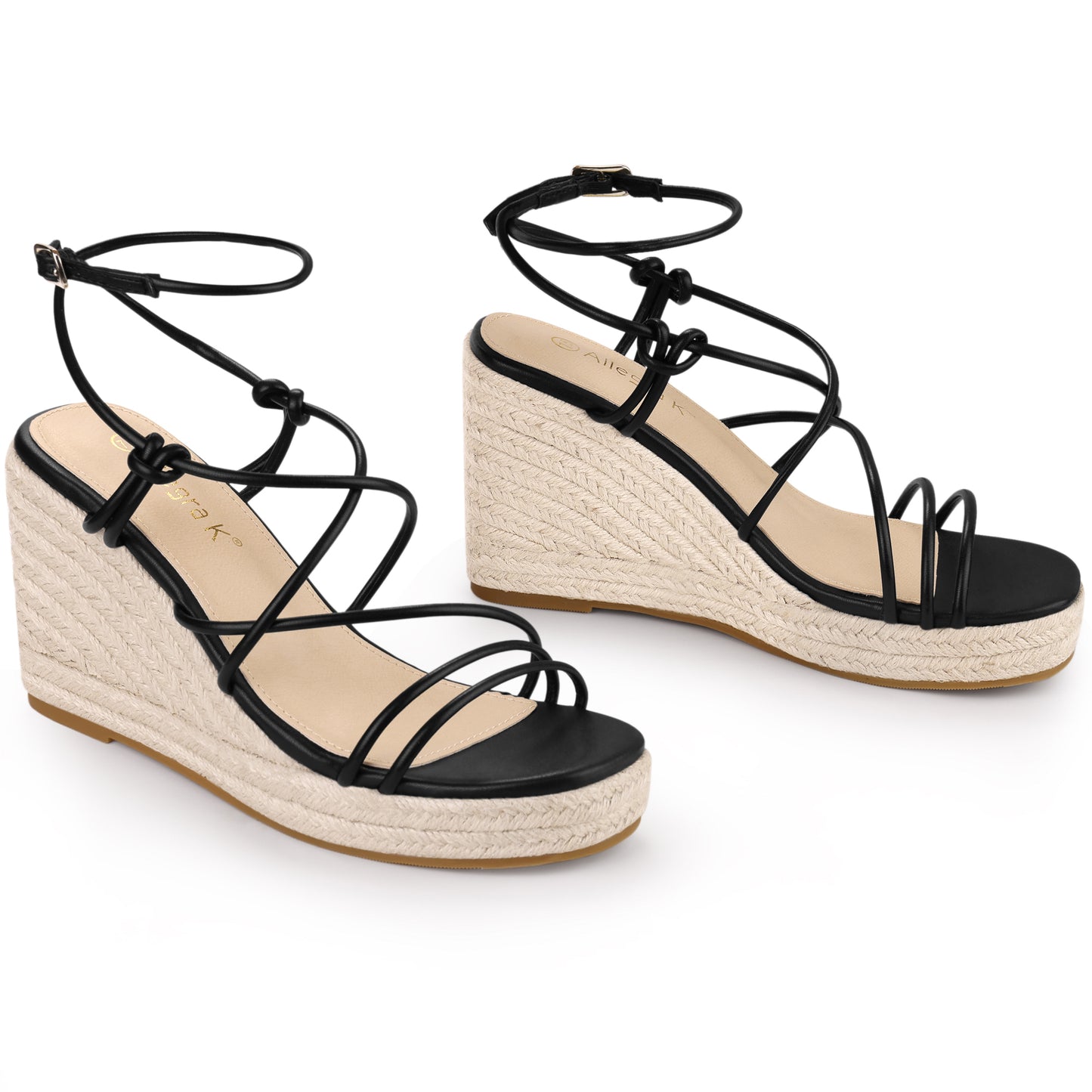 Sandalias de cuña con plataforma y tiras para mujer