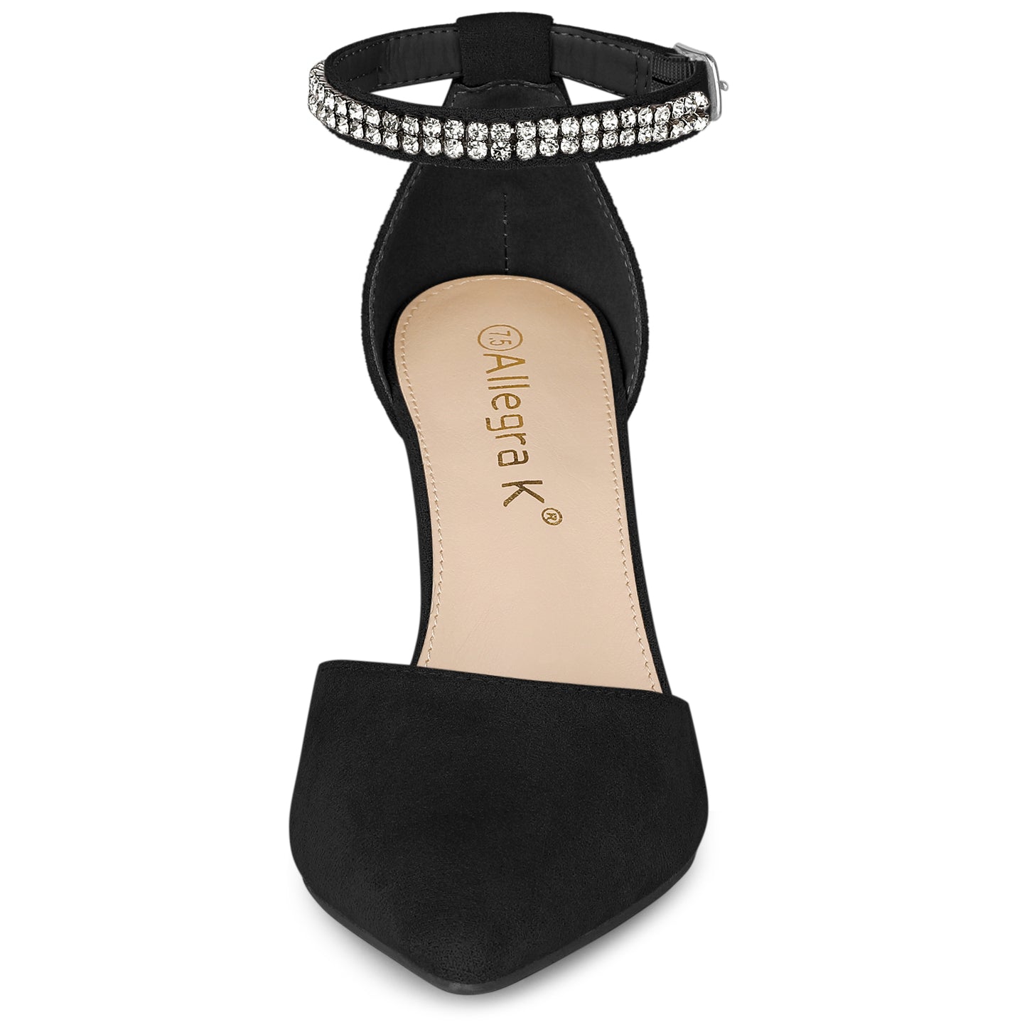 Zapatos de tacón grueso con tiras en el tobillo y punta puntiaguda para mujer