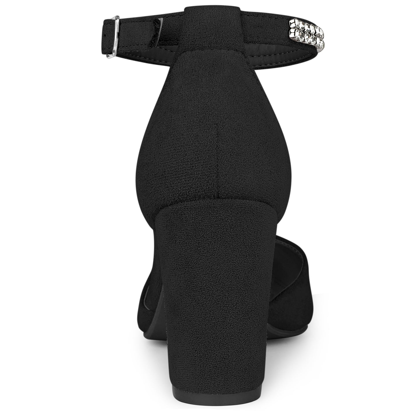 Zapatos de tacón grueso con tiras en el tobillo y punta puntiaguda para mujer
