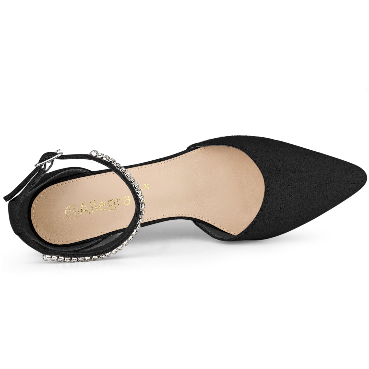 Zapatos de tacón grueso con tiras en el tobillo y punta puntiaguda para mujer
