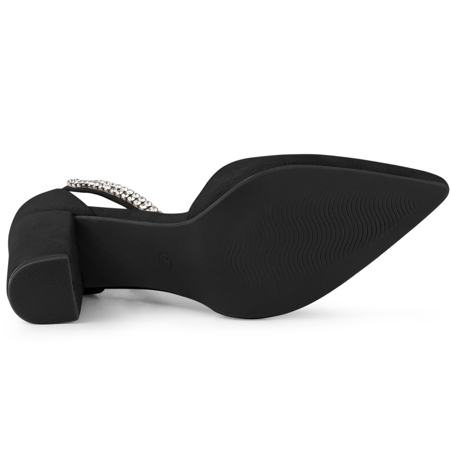 Zapatos de tacón grueso con tiras en el tobillo y punta puntiaguda para mujer