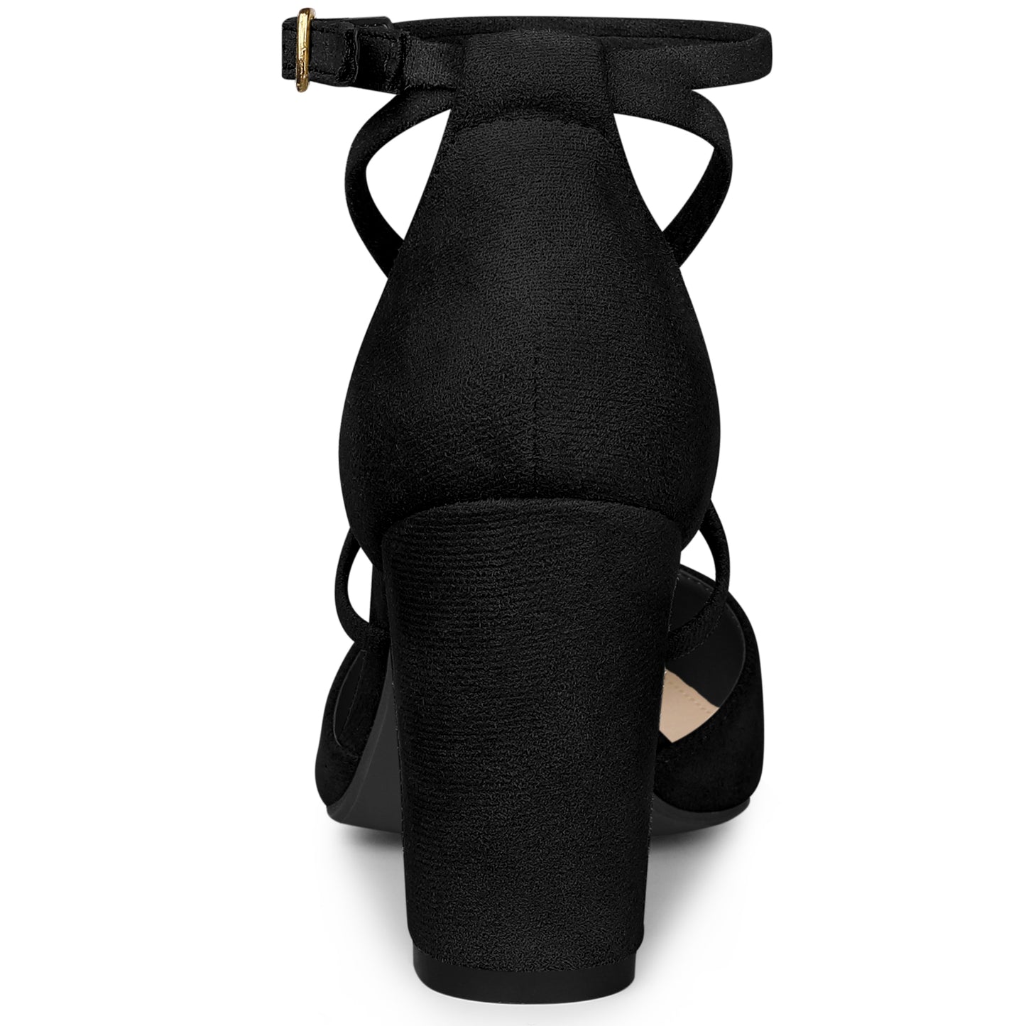 Sandalias de tacón grueso con punta puntiaguda y tiras cruzadas para mujer